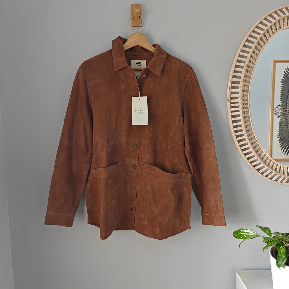 Sszane Will Jacket Camel Suede Goat Leather Utility Coat Jacket Size M NWT